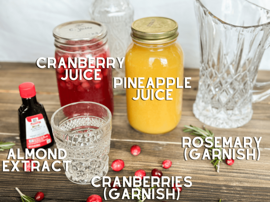An image with text overlay showing what you'll need to make this Jingle Juice recipe. 