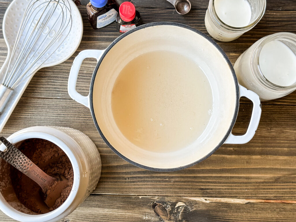 syrup with ingredients to be added to make this peppermint mocha creamer recipe.